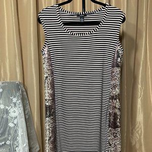 Alfani Striped Sequin Dress w/ Capped Sleeve
